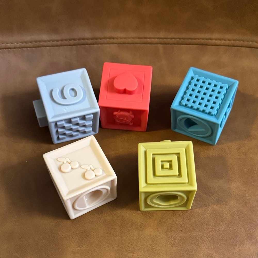 Colorful 2” silicone Geometric Shape Blocks for Kids